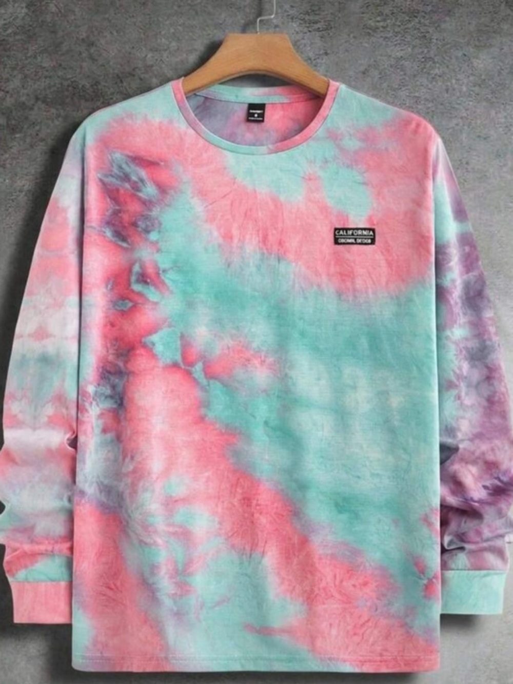 Casual Tie-Dye Long Sleeve Shirt - Pink & Mint